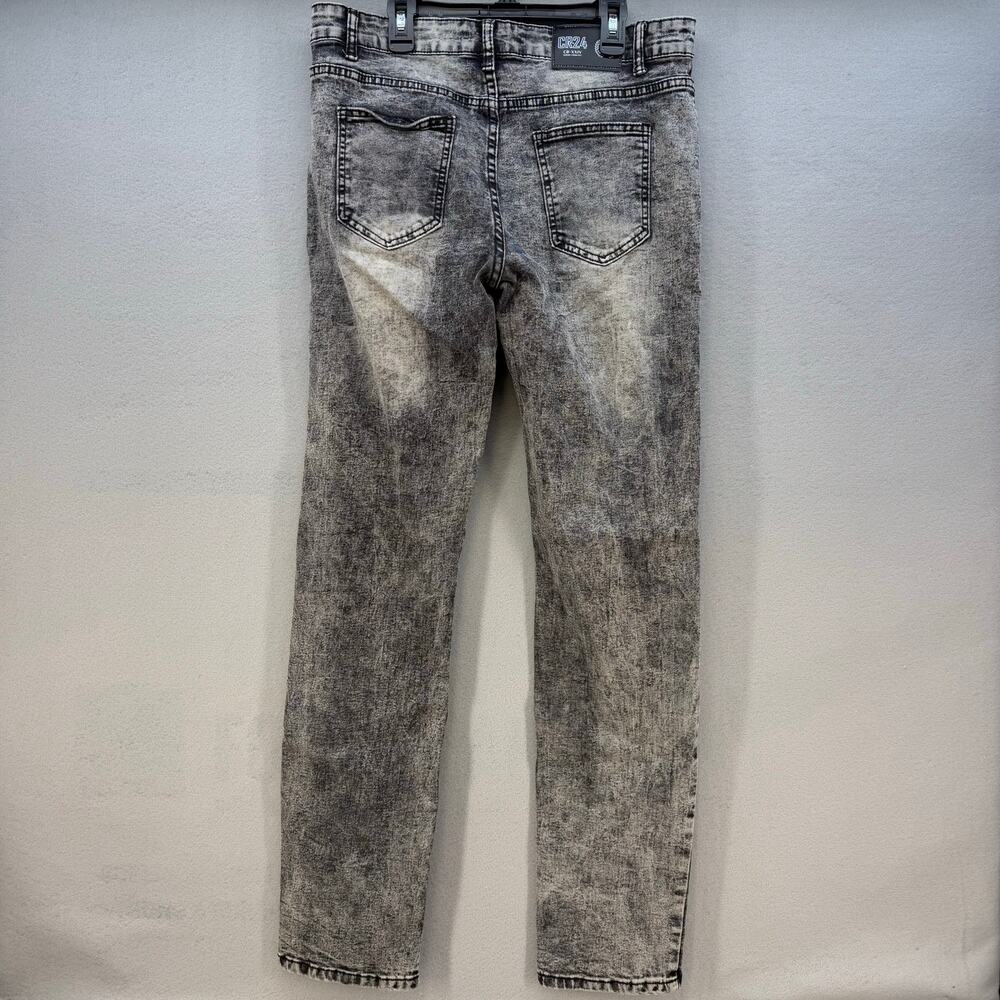CR24 Jeans Women's 34 (18) Black Chrome Edge Acid Wash Distressed Tapered Leg - Picture 2 of 14